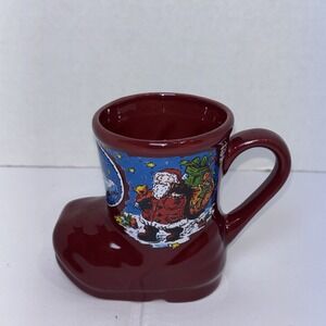 Art Design ~Ceramic Christmas Santa Claus Small Boot Mug W/Handle. NWOT